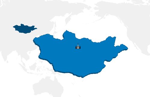 Karte mit einem Tempel in der Mongolei