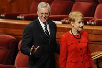 Elder D. Todd Christofferson and his wife, Katherine, at the October 2010 General Conference.