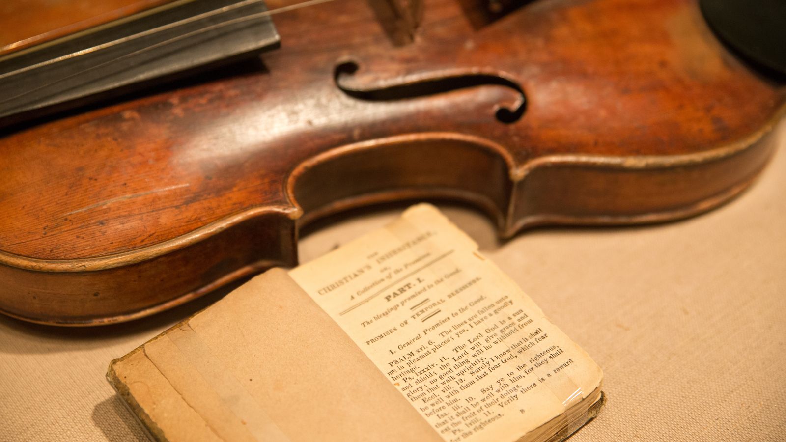 Display of violin and book