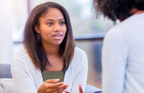woman talking to someone
