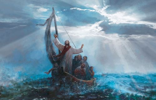 Jesus Cristo acalmando uma tempestade