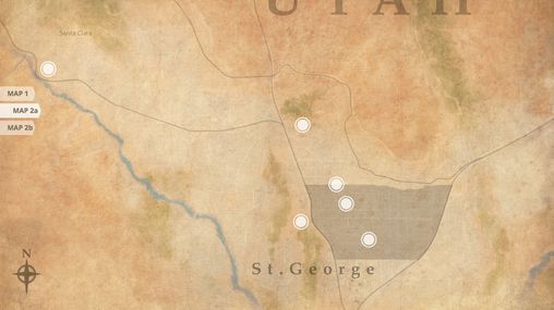 Map showing places of interests in St. George and Santa Clara
