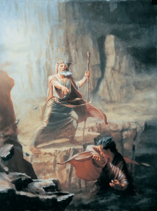 Moses casting out Satan in the name of the Only Begotten