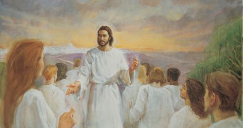 Ježíš Kristus zdraví lidi při svém Druhém příchodu