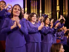 The Spelman College and Morehouse College glee clubs join the Tabernacle Choir and Orchestra at Temple Square for a special broadcast of “Music and the Spoken Word” on October 22, 2023.