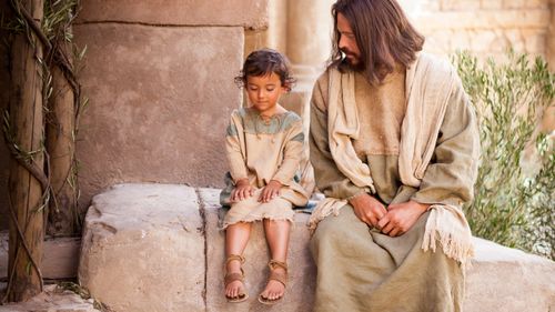 어린아이와 함께 앉아 계시는 예수님