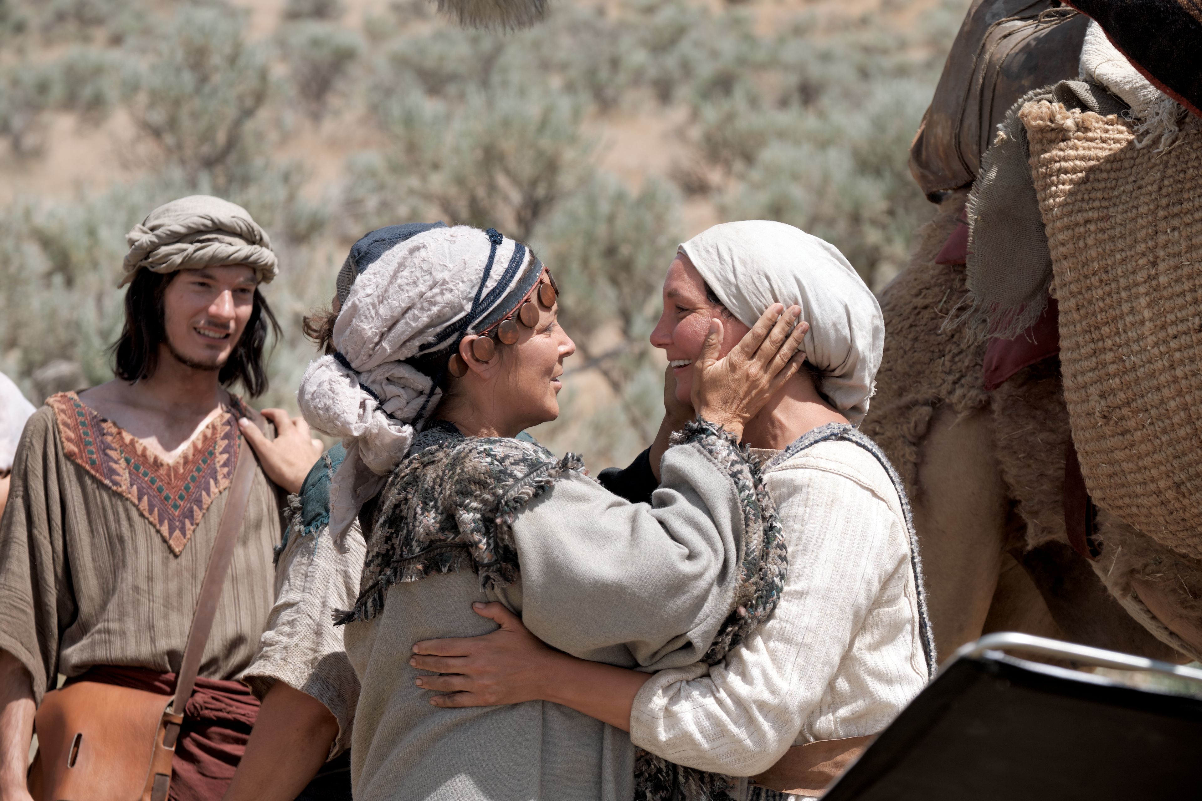 Sariah greets Ishmael's wife upon her and her family's arrival from the Jerusalem.
