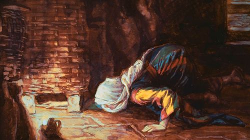 a woman looking for her lost coin