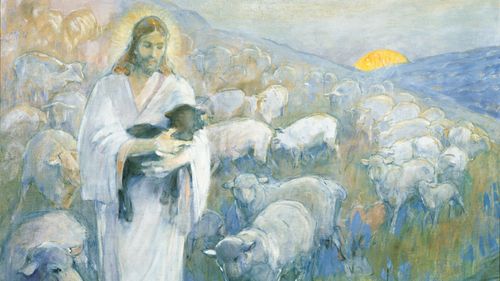 Jesus holding a lamb
