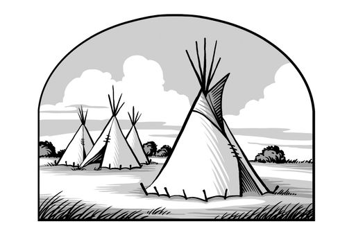 campamento indígena con tipis