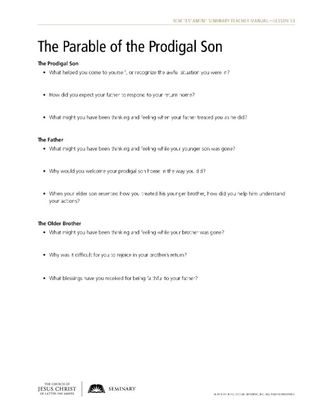 handout, The Parable of the Prodigal Son