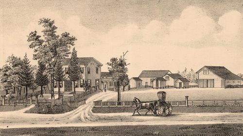 ‘The John and Alice Johnson Home,’ from Combination Atlas Map of Portage County, 1874, courtesy David Rumsey Map Collection.