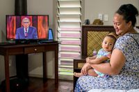 Part of a series of images that were taken from around the world featuring families and individuals watching the October 2020 General Conference in their homes. This photo was taken in Samoa. October 3-4, 2020.