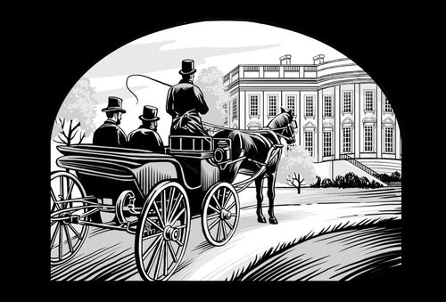 carruaje tirado por caballos llega a la Casa Blanca