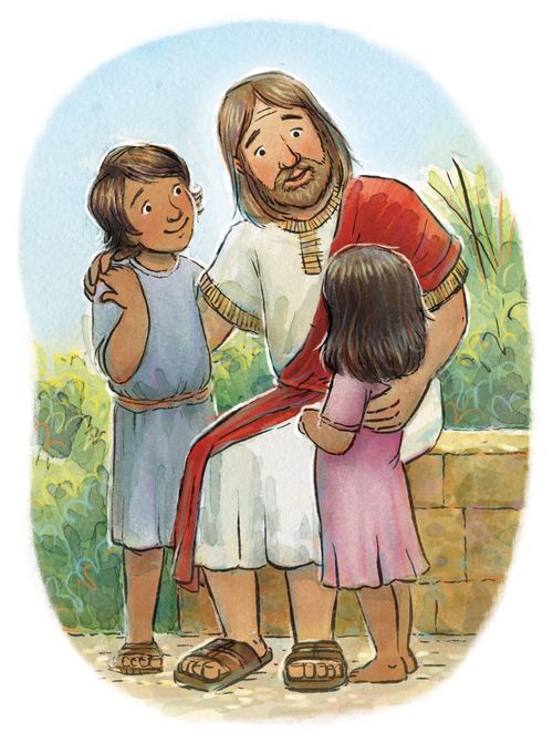 Jesús conversando con niños