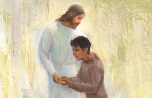 Jesus Christ greeting young man