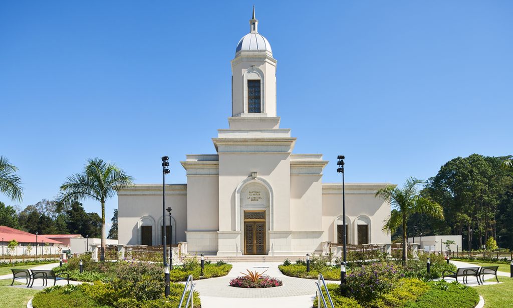 Exterior image of the Coban Guatemala Temple taken during the day.  