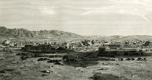Stich von Salt Lake City im Jahr 1853, von Frederick Piercy