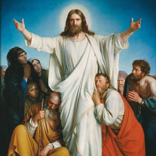 the resurrected Christ with disciples