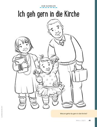 coloring page of children walking to church