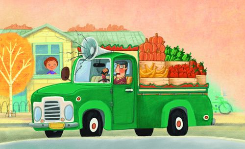 Vegetable truck with loudspeaker