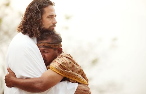 耶穌擁抱一位男子