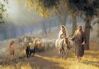 Josef und Maria reisen nach Betlehem