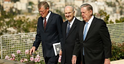 Russell M. Nelson and Jeffrey R. Holland in Jerusalem