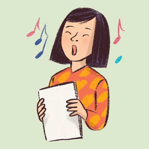 девушка поет