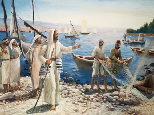 Jesus acenando para os pescadores
