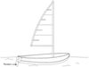 drawing, small boat with sail