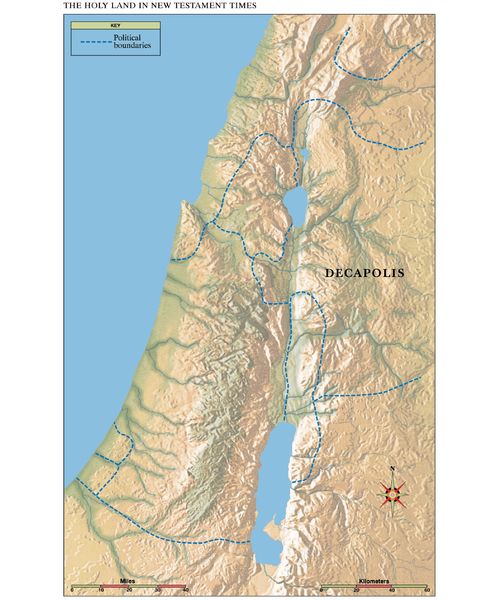 map of the Holy Land in New Testament times