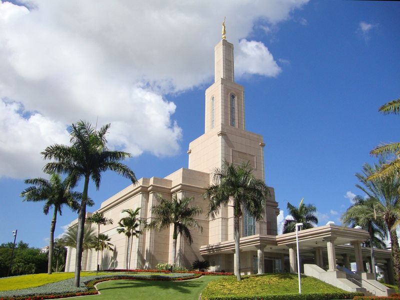 The Santo Domingo Dominican Republic Temple on a sunny day.