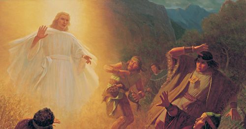 anděl se zjevuje Almovi a synům Mosiášovým