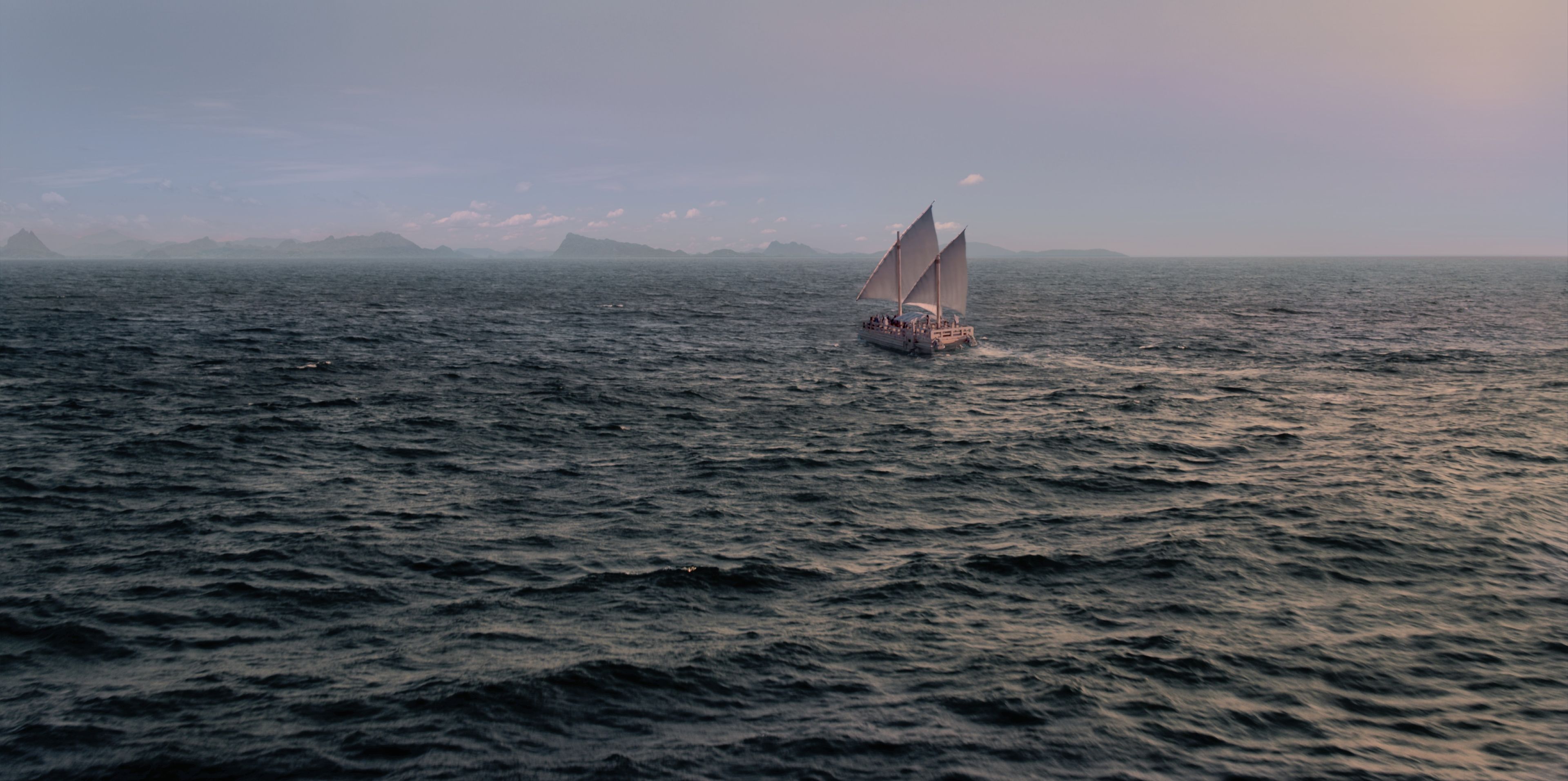 Lehi's family crosses the ocean in a ship.