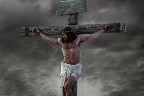 Matthew 27:26–50, Jesus Christ nailed on the cross