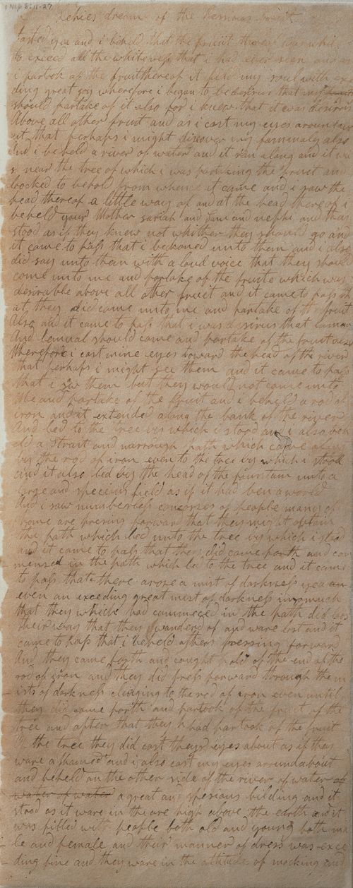 Página manuscrita del Libro de Mormón