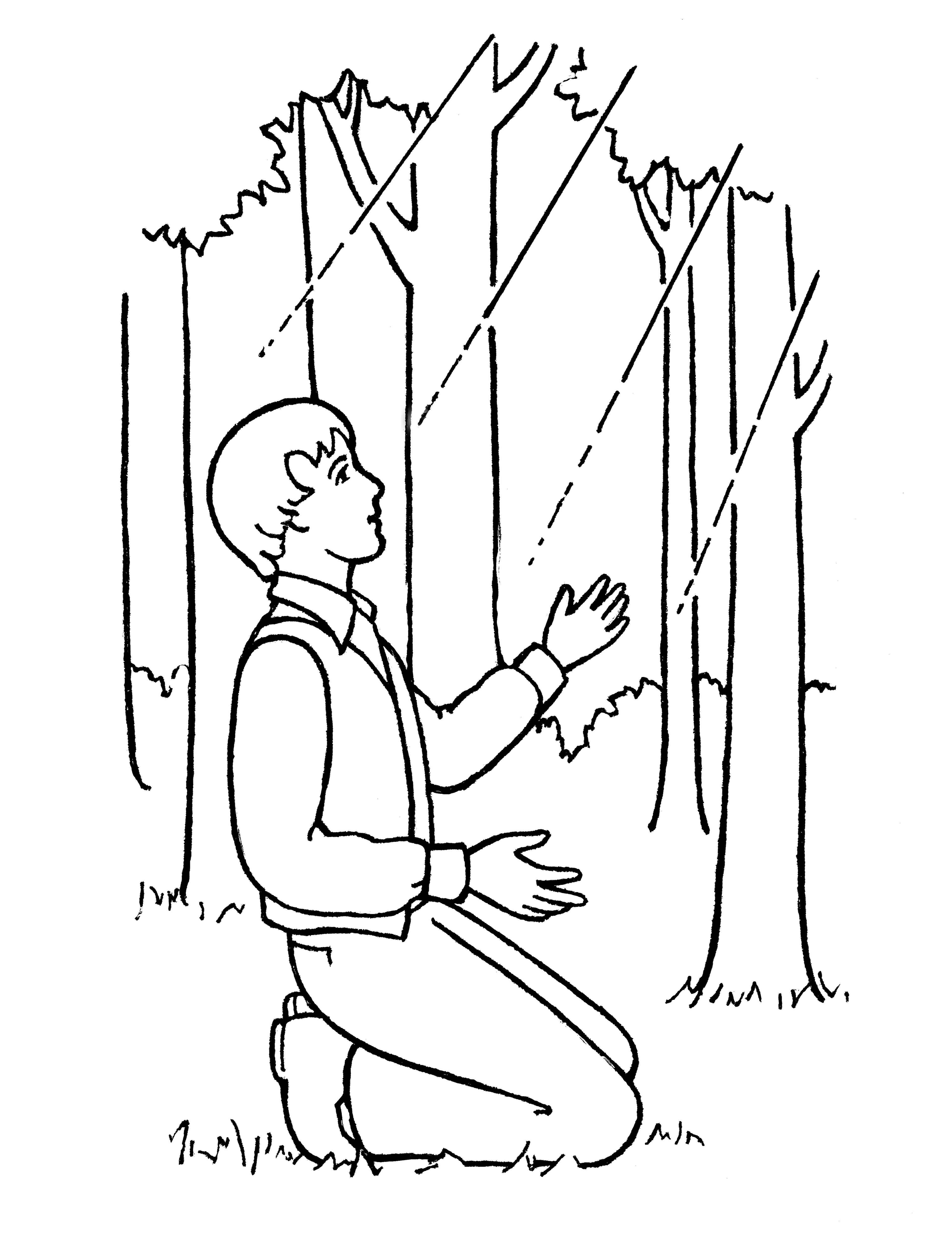An illustration of Joseph Smith seeing a light overhead, from the nursery manual Behold Your Little Ones (2008), page 91.