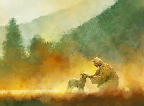 Christ feeding a lamb