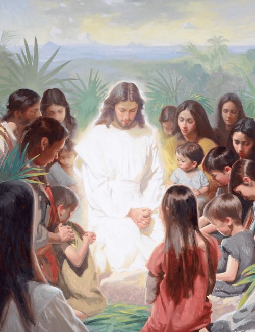 Jesus Christ praying with the Nephites