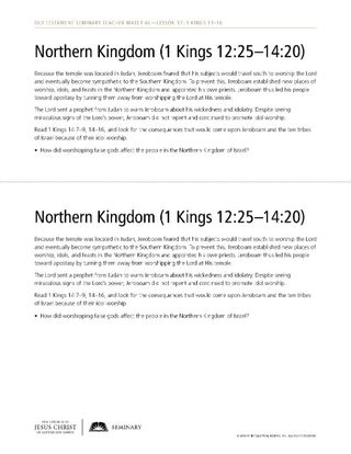 Northern Kingdom (1 Kings 12:25–14:20) handout