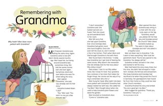 Page from the January 2023 Friend Magazine. Remembering with Grandma