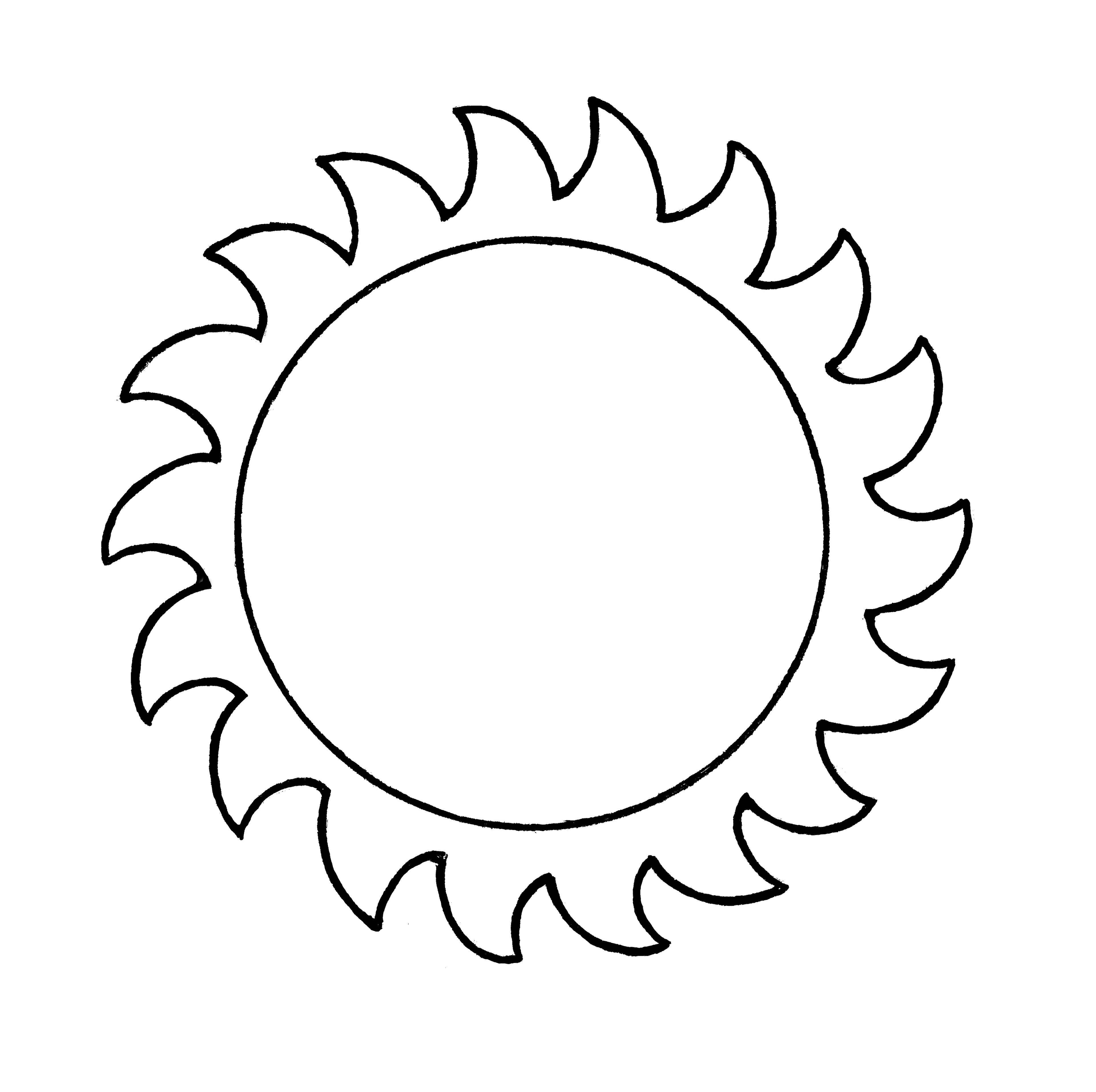 A line drawing of the sun from the nursery manual Behold Your Little Ones (2008), page 35.
