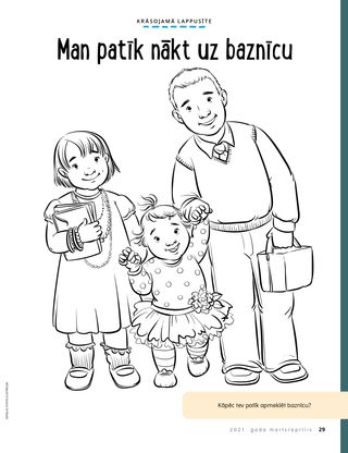 coloring page of children walking to church