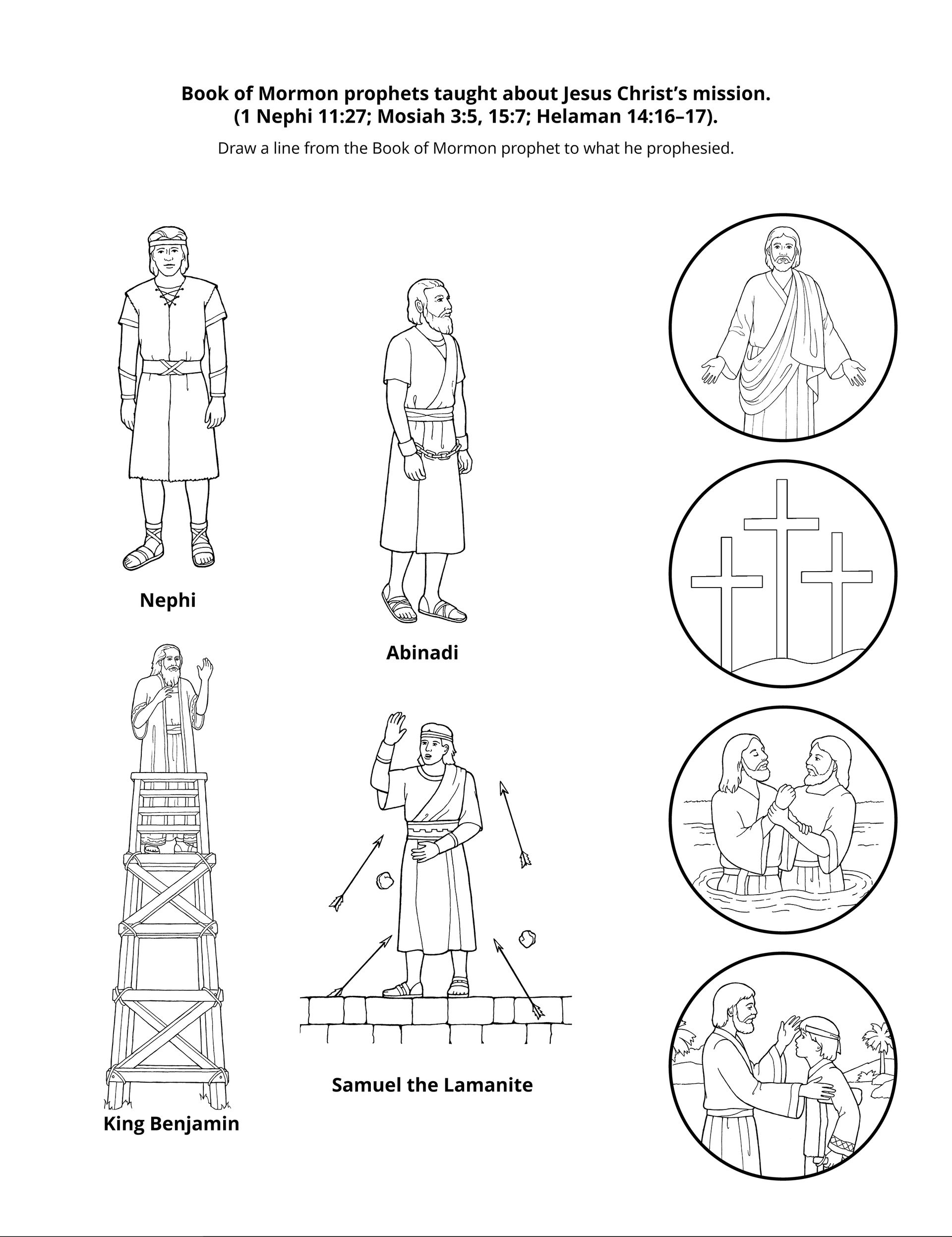 Line art depicting prophets who knew of Jesus’s coming.