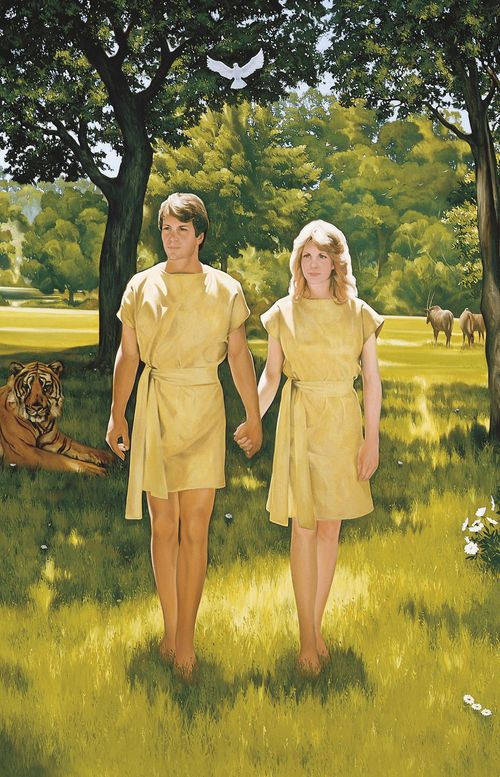 Adam and Eve, by Lowell Bruce Bennett [Adamu na Eva, yakozwe na Lowell Bruce Bennett]