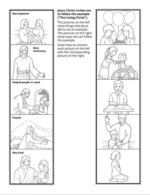 Primary activity creates a matching game that depicts various ways to follow Christ.