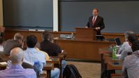 Elder Jeffrey R. Holland addresses students and faculty at Harvard Law School during the annual Mormonism 101 series. Elder Holland explained the centrality of Christ to Church doctrine and the important distinctions between the teachings of some traditional Christian traditions and the Christian doctrines and beliefs of the Latter-day Saints.