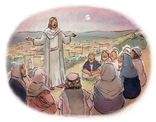 Jesús enseña a personas