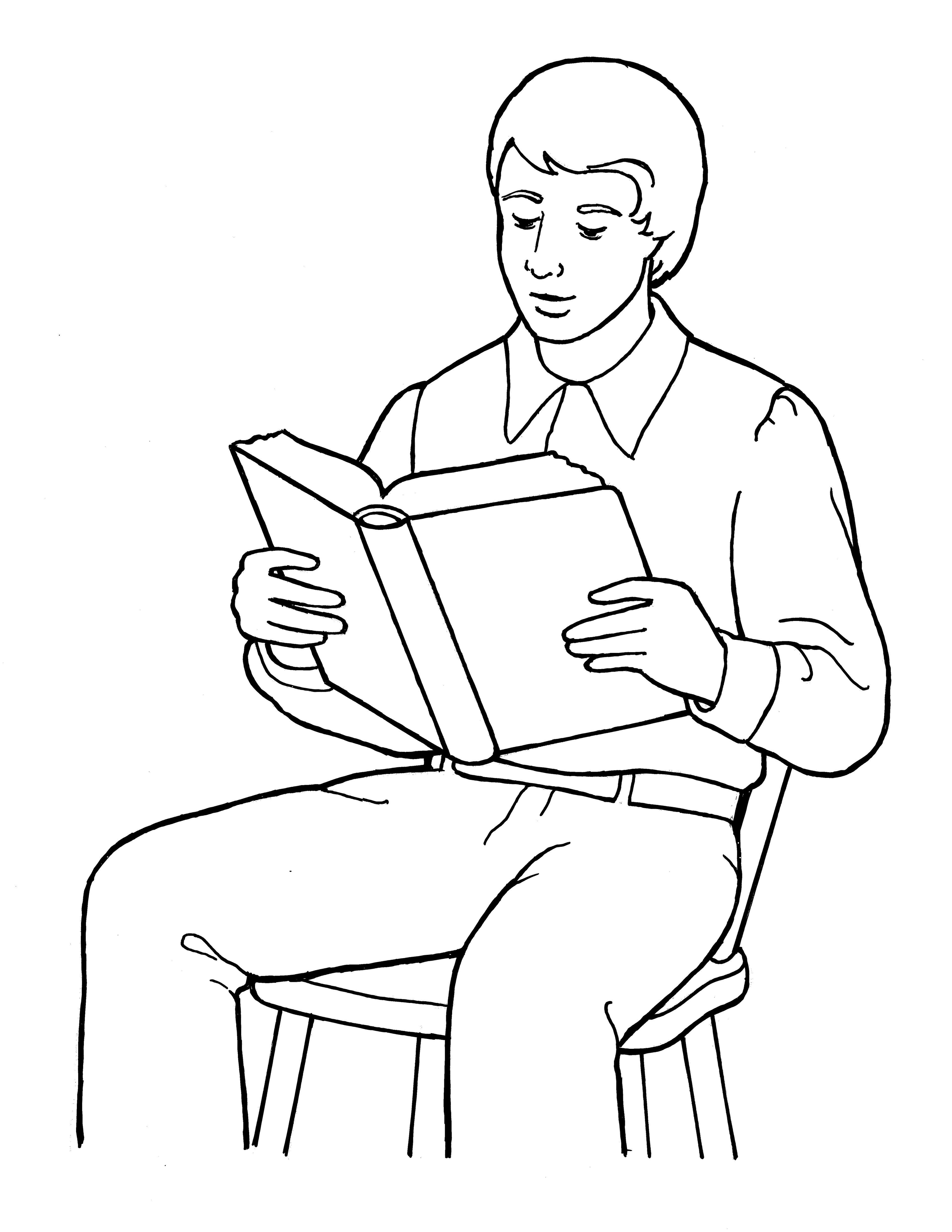 An illustration of a young Joseph Smith reading the scriptures, from the nursery manual Behold Your Little Ones (2008), page 103.